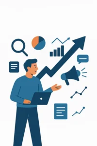 person showing how our digital marketing agency in chandigarh grow buisness online.